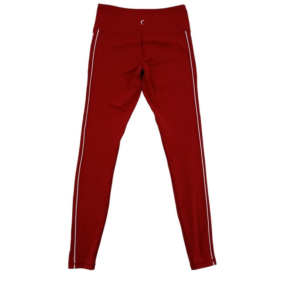 Zyia Active Red Athletic Leggings White Side Stripe Logo Yoga Casual Gym Size 6